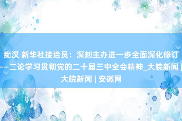 痴汉 新华社接洽员：深刻主办进一步全面深化修订的主题——二论学习贯彻党的二十届三中全会精神_大皖新闻 | 安徽网