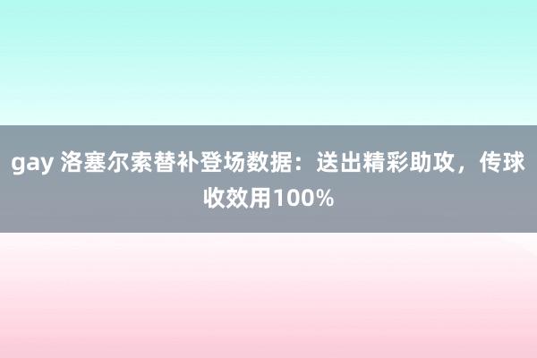 gay 洛塞尔索替补登场数据：送出精彩助攻，传球收效用100%