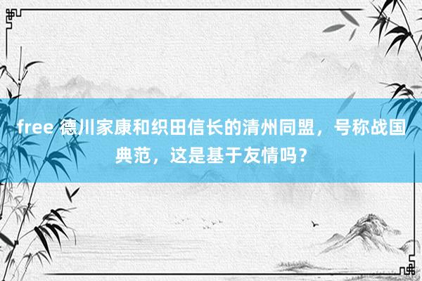 free 德川家康和织田信长的清州同盟，号称战国典范，这是基于友情吗？