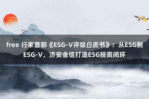 free 行家首部《ESG-V评级白皮书》：从ESG到ESG-V，济安金信打造ESG投资闭环