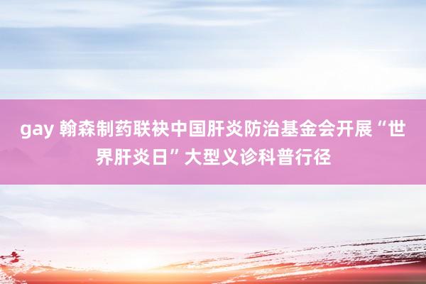 gay 翰森制药联袂中国肝炎防治基金会开展“世界肝炎日”大型义诊科普行径