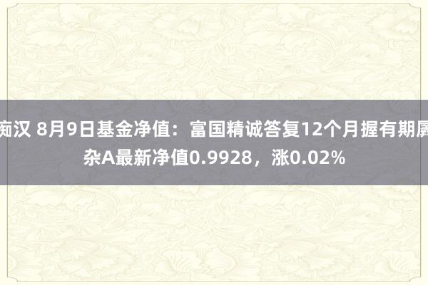 痴汉 8月9日基金净值：富国精诚答复12个月握有期羼杂A最新净值0.9928，涨0.02%