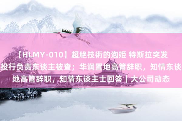 【HLMY-010】超絶技術的泡姫 特斯拉突发！住手接单；国元证券投行负责东谈主被查；华润置地高管辞职，知情东谈主士回答｜大公司动态