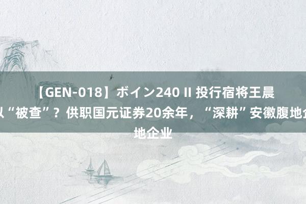 【GEN-018】ボイン240 II 投行宿将王晨何以“被查”？供职国元证券20余年，“深耕”安徽腹地企业