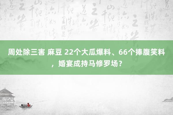 周处除三害 麻豆 22个大瓜爆料、66个捧腹笑料，婚宴成持马修罗场？