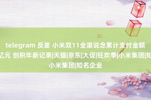 telegram 反差 小米双11全渠说念累计支付金额破319亿元 创积年新记录|天猫|京东|大促|狂欢季|小米集团|知名企业